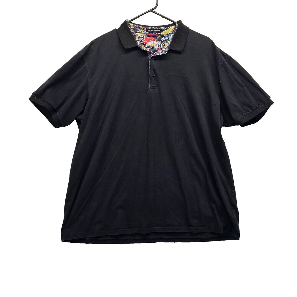 Lng Polo Shirt Short Sleeves Collared Cotton Stretch Athleisure Black Mens 2xl
